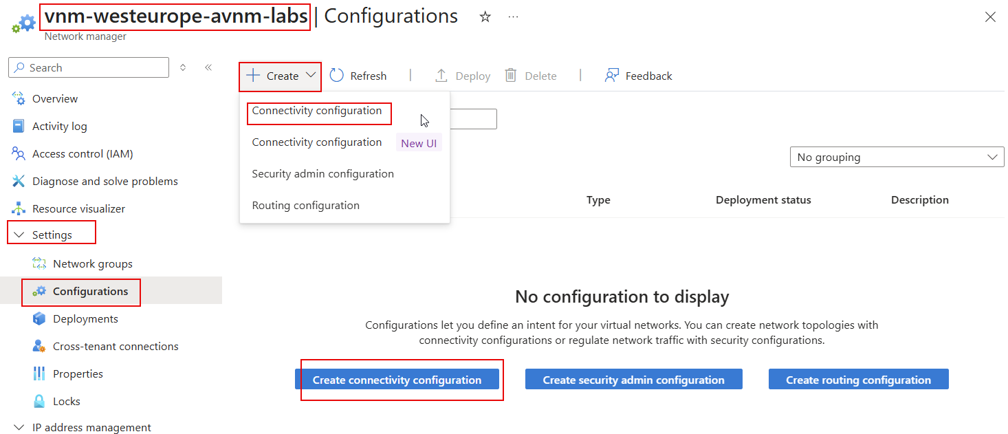 Create Connectivity Configuration